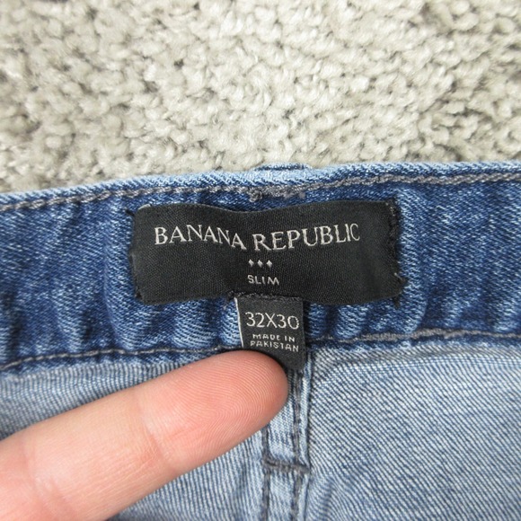 Banana Republic Jeans Mens 32x30 Blue Slim Fit Whisker Faded Stone Denim Pants - Picture 7 of 9